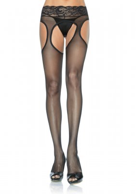 Spandex Sheer Suspender Hose With Lace Waist
